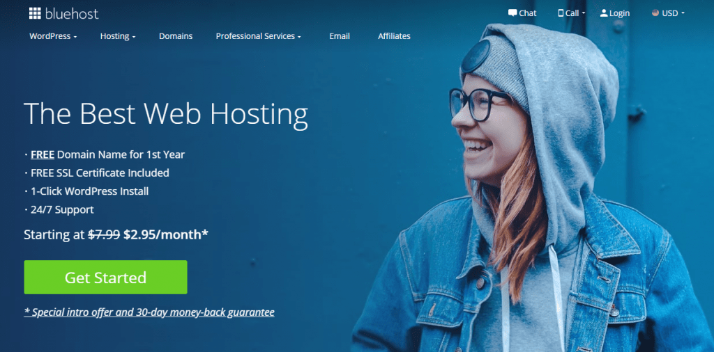 Bluehost landing page - the best web hosting provider