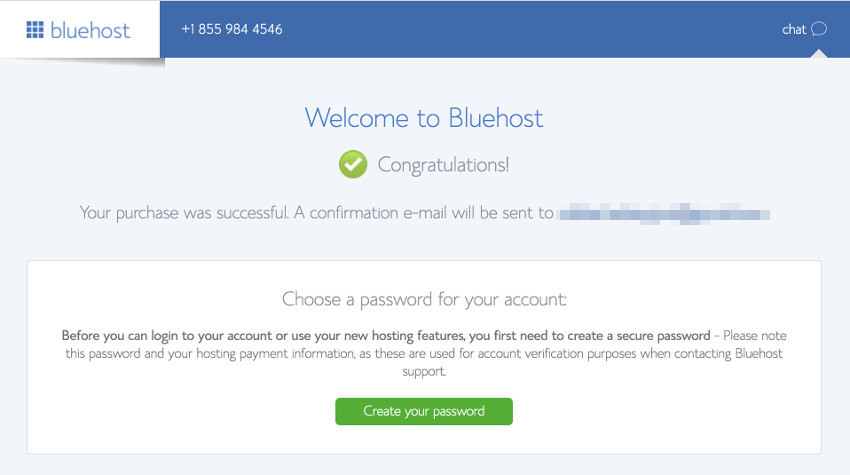 Install WordPress inside Bluehost account - welcome to Bluehost