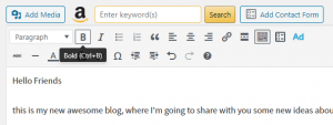 WordPress editor Bold function