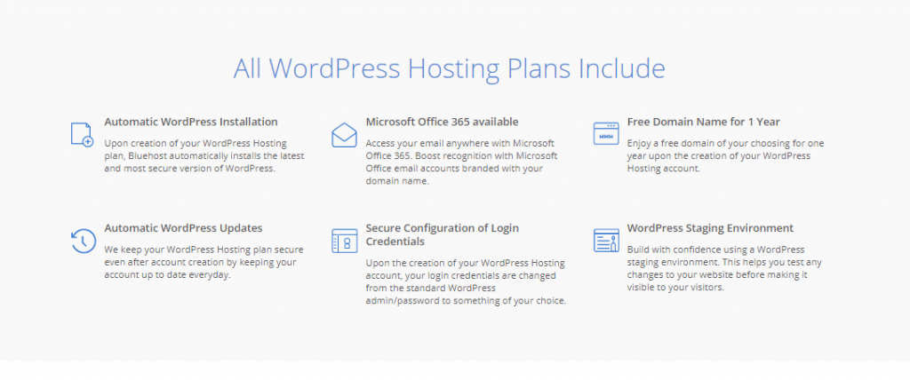 all WordPress hosting plans inside Bluehost